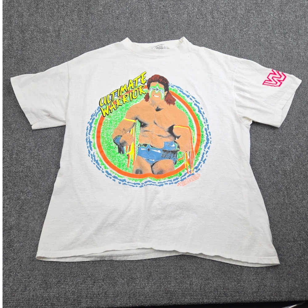 Vintage Ultimate Warrior TShirt Mens XL White WWF 90s Wrestling Winer USA Made